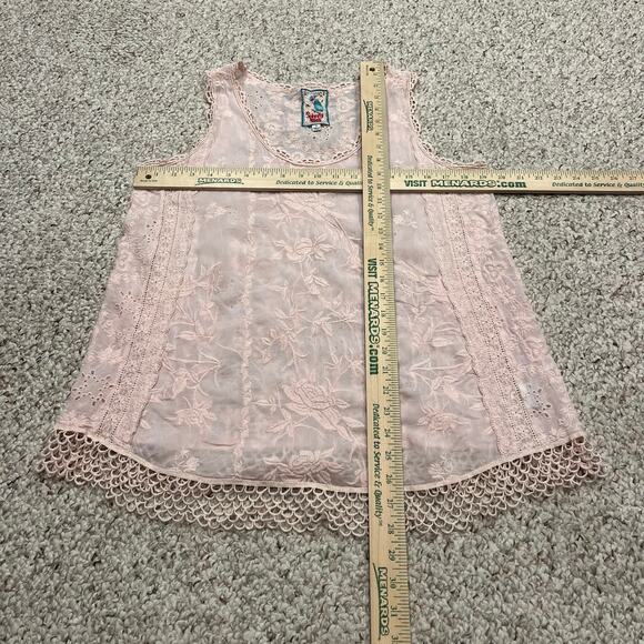 Johnny Was Quynn Embroidered Tank Sz M Pink Eyelet Boho Sheer feminine - Picture 4 of 6